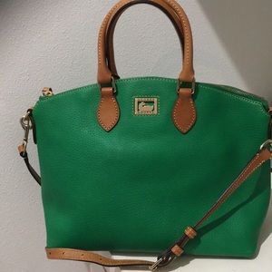 Dooney & Bourke Large Green/ Brown Leather Satchel / Handbag / Crossbody Bag
